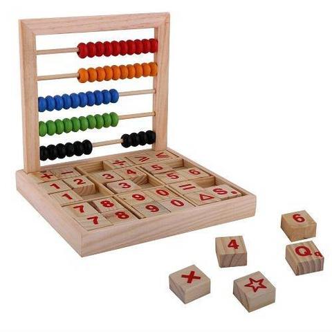 Wooden Abacus with Number Blocks